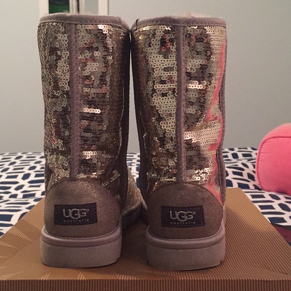 Silver Sequin UGG Boots - Picture 4 of 6